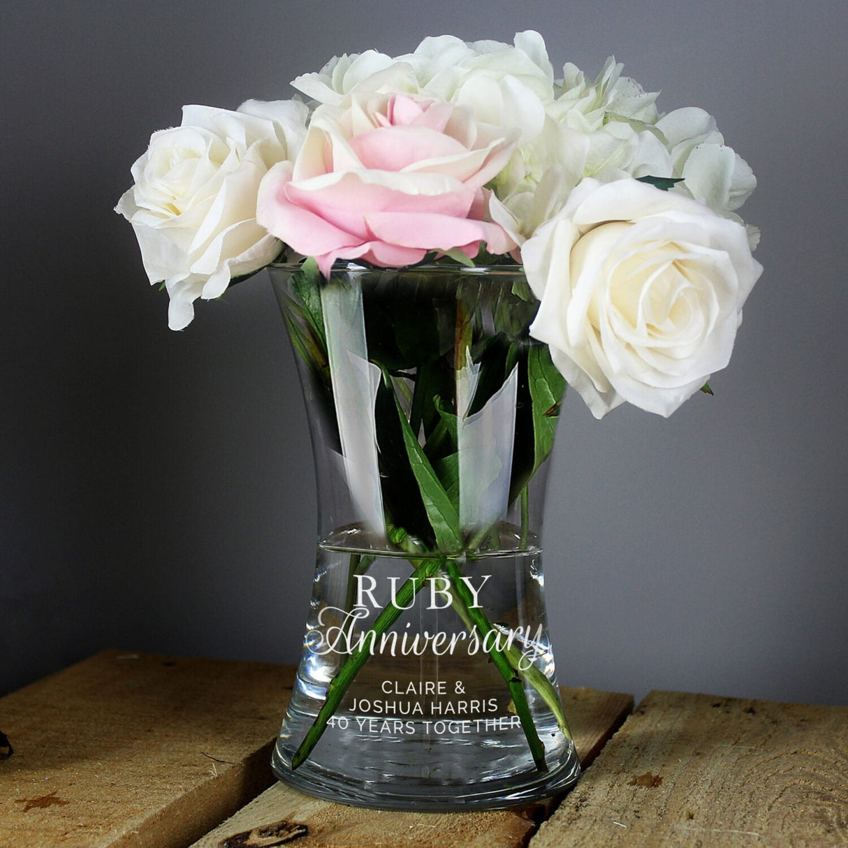 Personalised Ruby Anniversary Glass Vase: 2 - Vases By Gift Moments