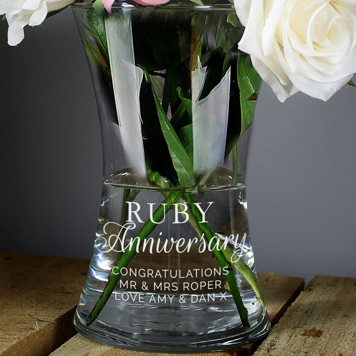 Personalised Ruby Anniversary Glass Vase: 1 - Vases By Gift Moments