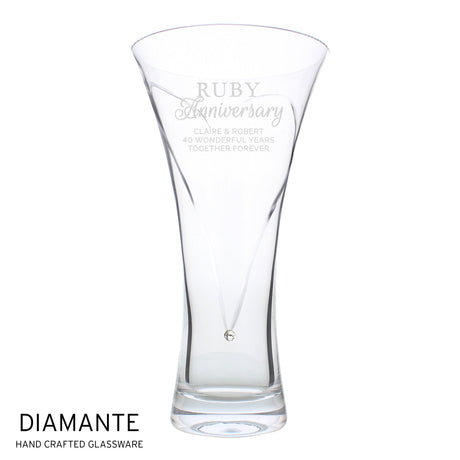 Personalised Ruby Anniversary Diamante Heart Vase: 5 - Vases By Gift Moments