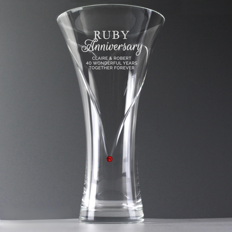 Personalised Ruby Anniversary Hand Cut Heart Vase: 1 - Vases By Gift Moments