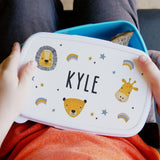 Personalised Blue Safari Animals Lunch Box: 3 - Lunch Boxes & Bags By Gift Moments