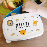 Personalised Blue Safari Animals Lunch Box: 2 - Lunch Boxes & Bags By Gift Moments