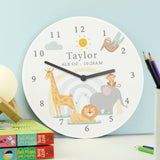 Personalised Safari Animals Nursery Clock: 3 - Clocks By Gift Moments