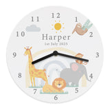 Personalised Safari Animals Nursery Clock: 5 - Clocks By Gift Moments