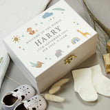 Personalised Safari Animals White Wooden Keepsake Box: 1 - Keepsake Boxes By Gift Moments