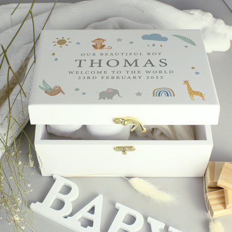 Personalised Safari Animals Keepsake Box: 2 - Keepsake Boxes By Gift Moments