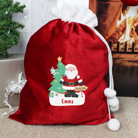 Personalised Santa Luxury Pom Pom Sack: 2 - Christmas Sacks By Gift Moments