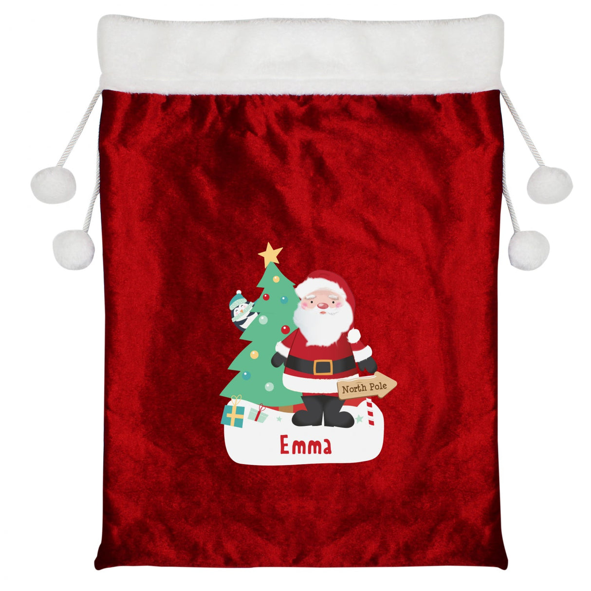 Personalised Santa Luxury Pom Pom Sack: 4 - Christmas Sacks By Gift Moments