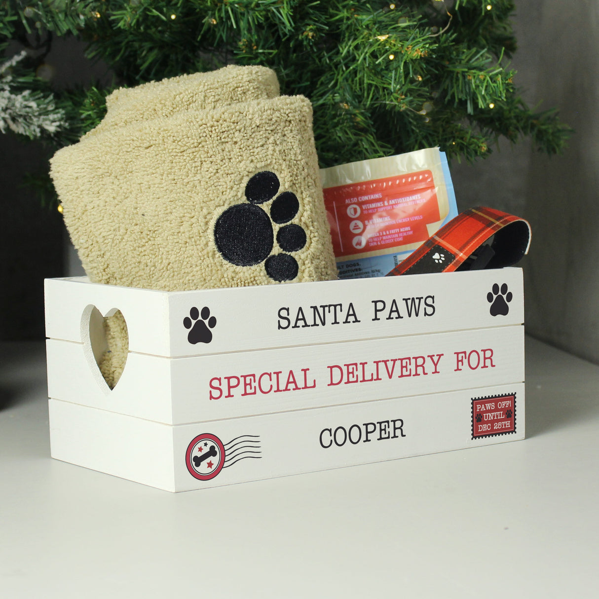 Personalised Santa Paws Wooden Storage Crate: 2 - Storage By Gift Moments