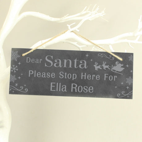 Personalised Santa Stop Here Slate Sign: 3 - Signs & Plaques By Gift Moments