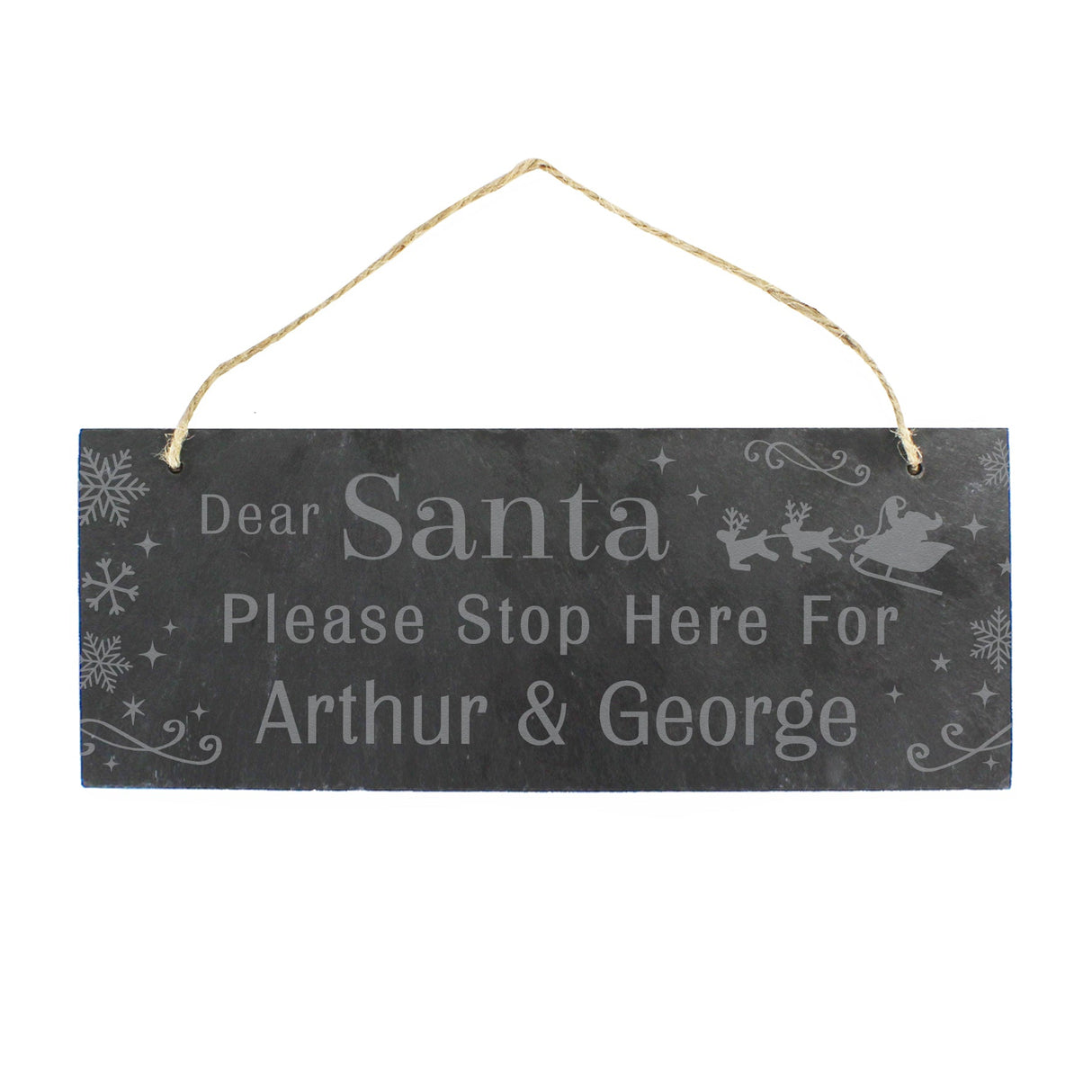 Personalised Santa Stop Here Slate Sign: 5 - Signs & Plaques By Gift Moments