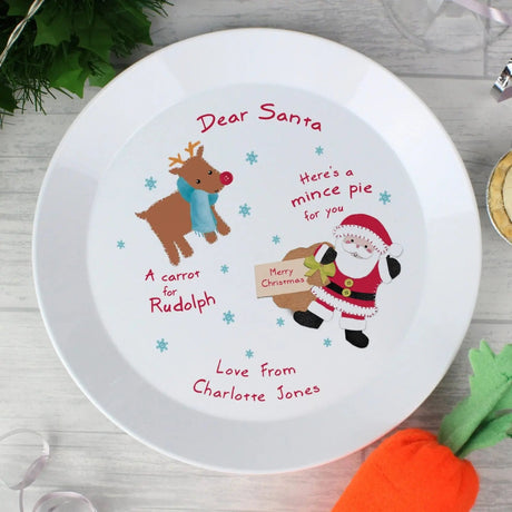 Personalised Santa & Rudolph Mince Pie Plate: 1 - Christmas Decorations By Gift Moments