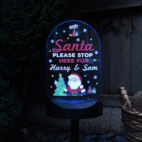 Personalised Solar Santa Stop Here Light: 6 - Solar Lights By Gift Moments