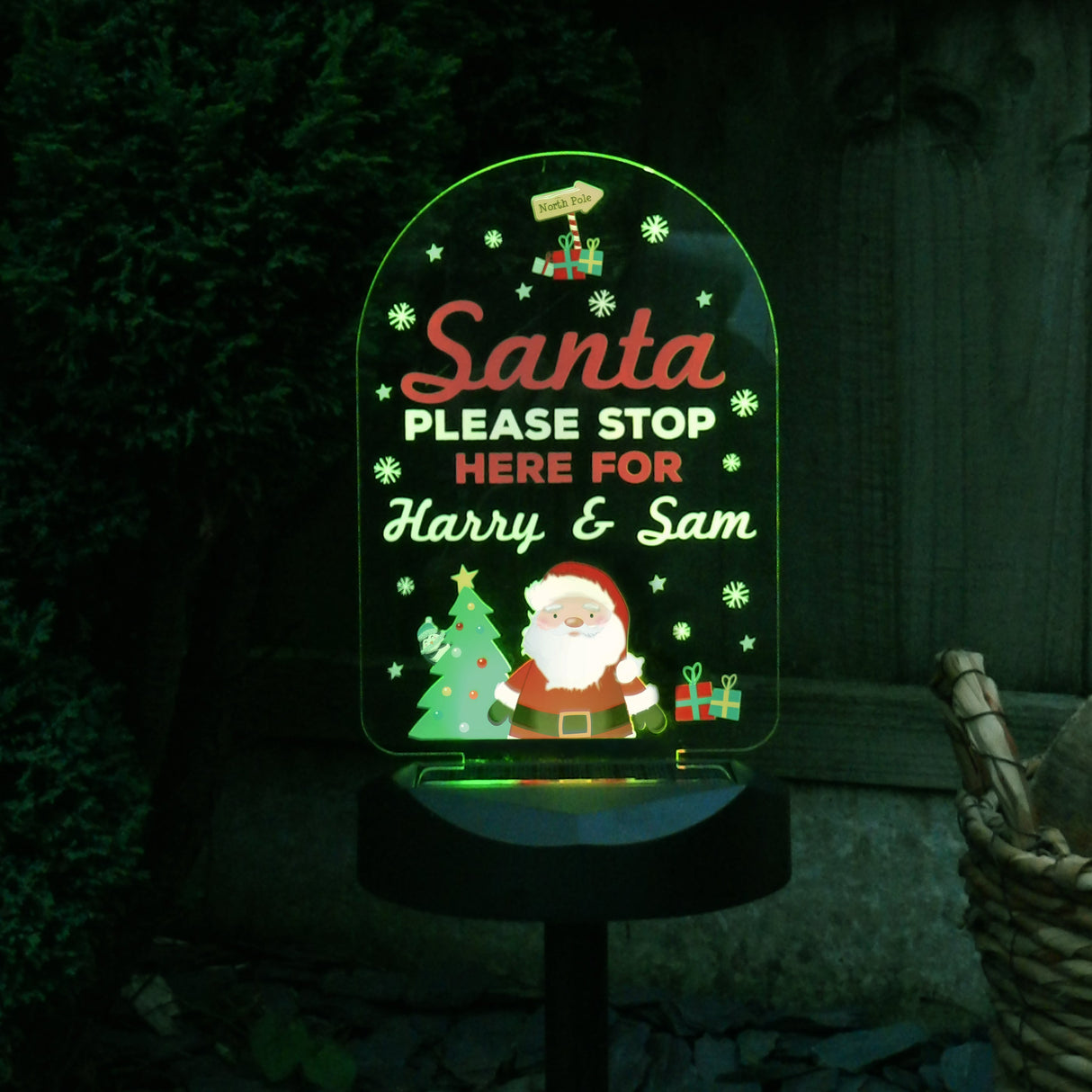 Personalised Solar Santa Stop Here Light: 3 - Solar Lights By Gift Moments