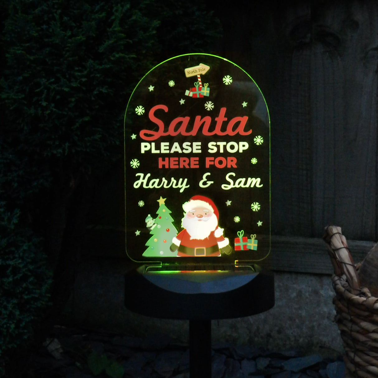 Personalised Solar Santa Stop Here Light: 8 - Solar Lights By Gift Moments