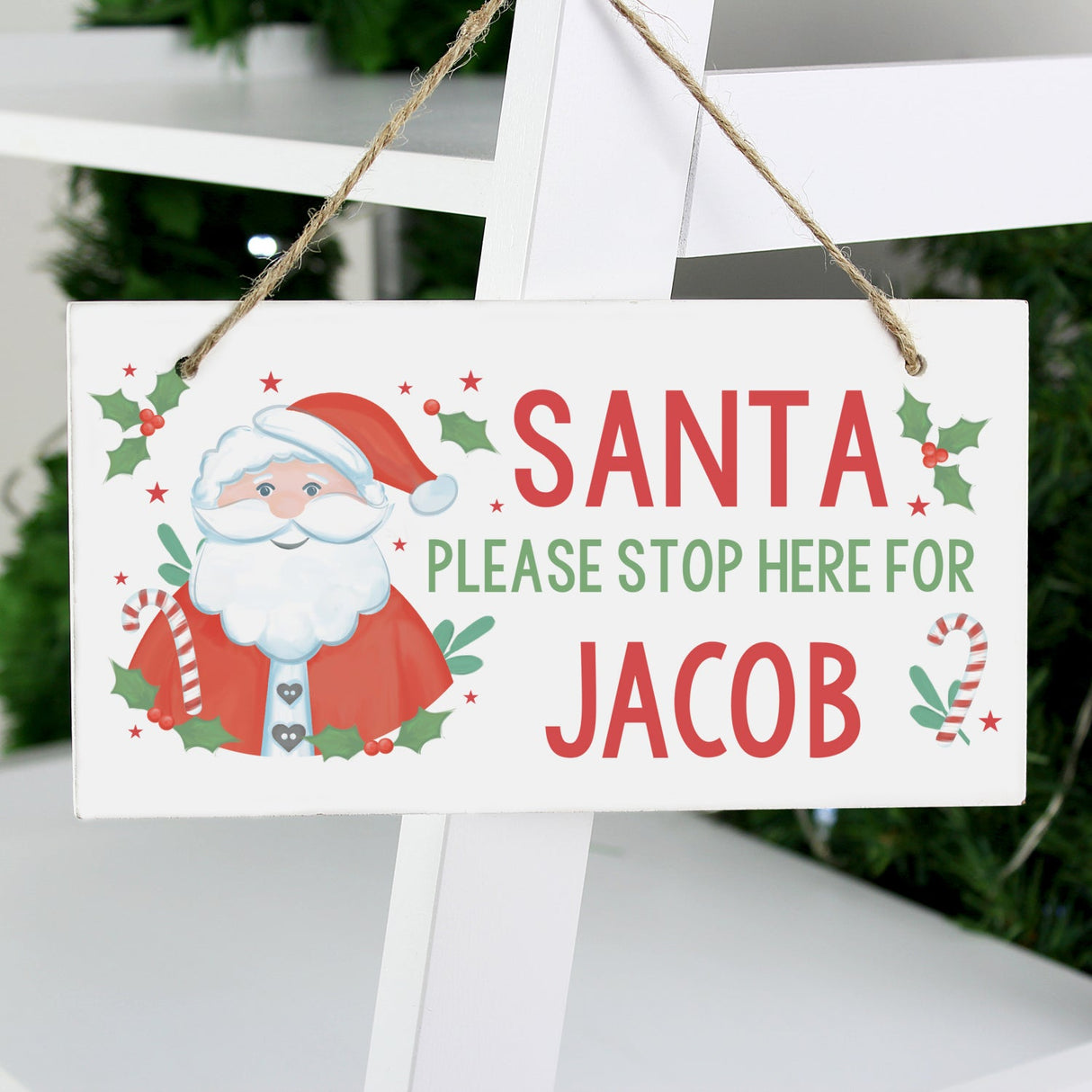 Personalised Santa Stop Here Wooden Sign: 1 - Signs & Plaques By Gift Moments