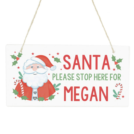 Personalised Santa Stop Here Wooden Sign: 3 - Signs & Plaques By Gift Moments