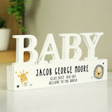 Personalised Scandi Safari Wooden Baby Ornament: 1 - Ornaments By Gift Moments