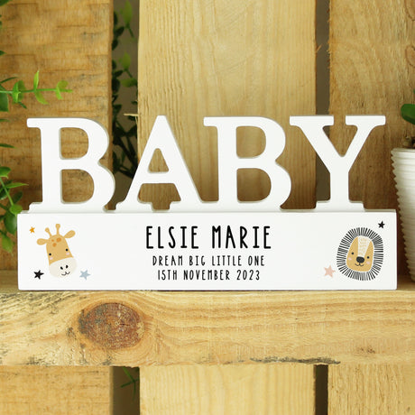 Personalised Scandi Safari Wooden Baby Ornament: 2 - Ornaments By Gift Moments