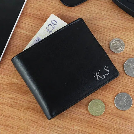 Personalised Leather Wallet with Script Font: 1 - Wallets & Money Clips By Gift Moments