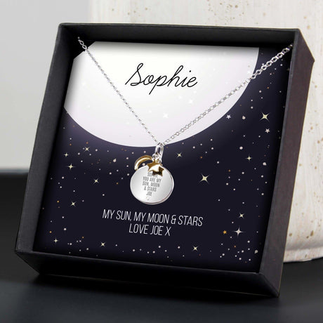 Personalised Moon and Stars Disc Necklace: 2 - Necklaces By Gift Moments