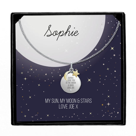 Personalised Moon and Stars Disc Necklace: 5 - Necklaces By Gift Moments