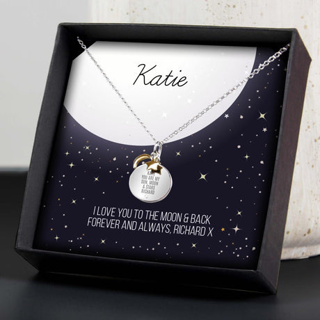 Personalised Moon and Stars Disc Necklace: 4 - Necklaces By Gift Moments