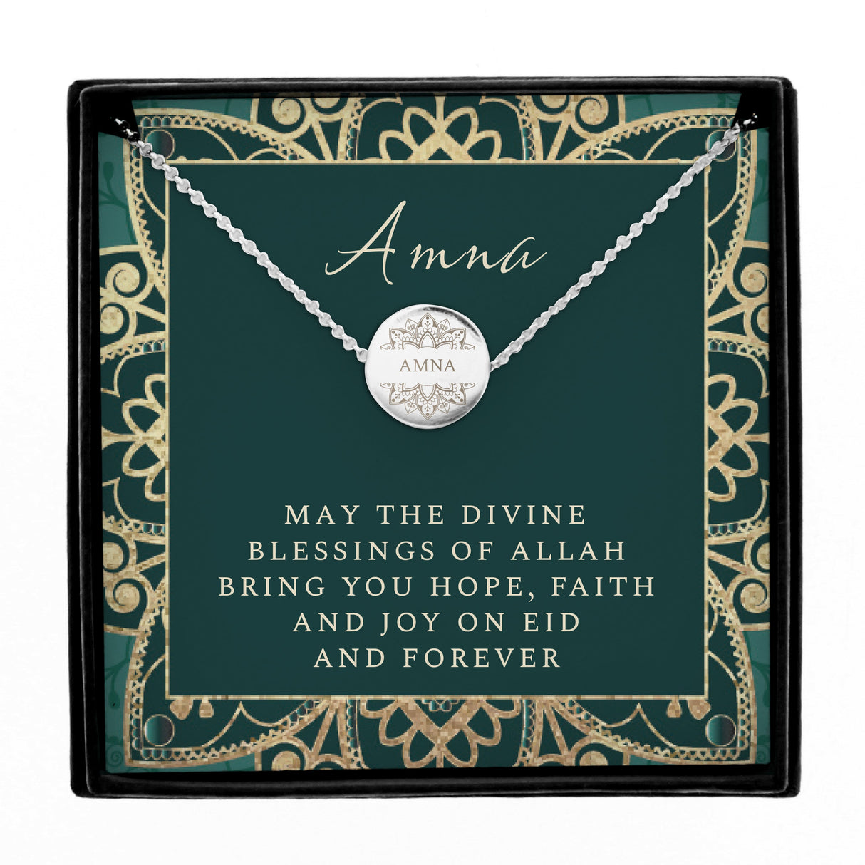 Personalised Ramadan Disc Necklace with Gift Box: 4 - Necklaces By Gift Moments