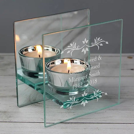 Personalised Mirrored Glass Tea Light Holder: 1 - Candle Holders By Gift Moments