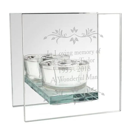 Personalised Mirrored Glass Tea Light Holder: 4 - Candle Holders By Gift Moments