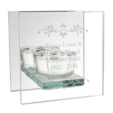 Personalised Mirrored Glass Tea Light Holder: 2 - Candle Holders By Gift Moments