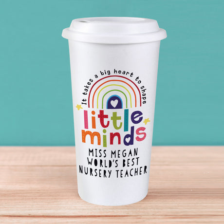 Personalised Teacher Travel Mug - Big Heart Design: 1 - Travel Mugs By Gift Moments