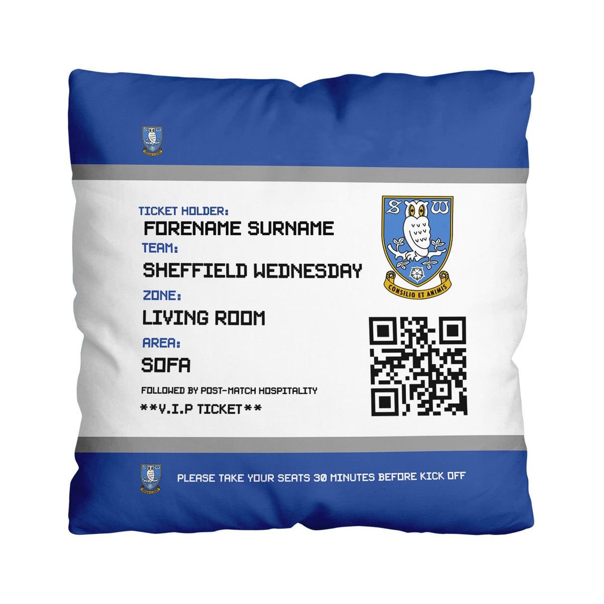 Sheffield Wednesday FC Personalised Cushion 18’’: 1 - Cushions By Sheffield Wednesday