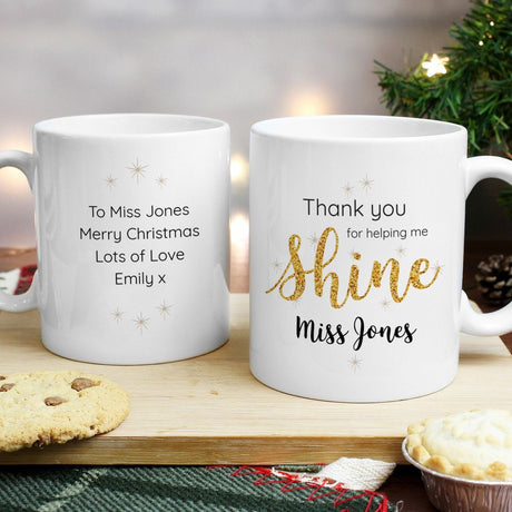 Personalised Shine Teacher Mug: 2 - Mugs By Gift Moments