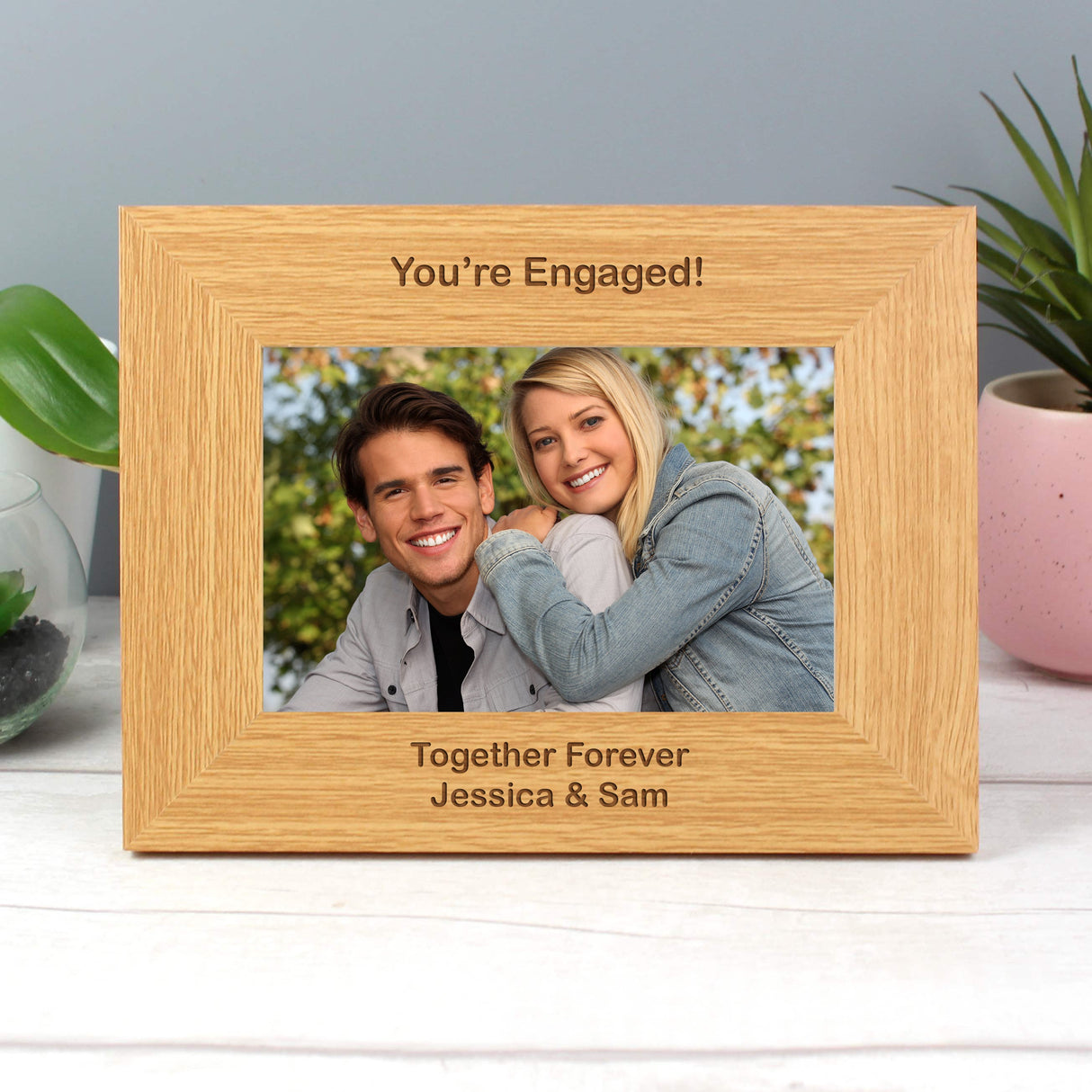 Personalised Oak Finish 6x4 Photo Frame: 2 - Photo Frames By Gift Moments