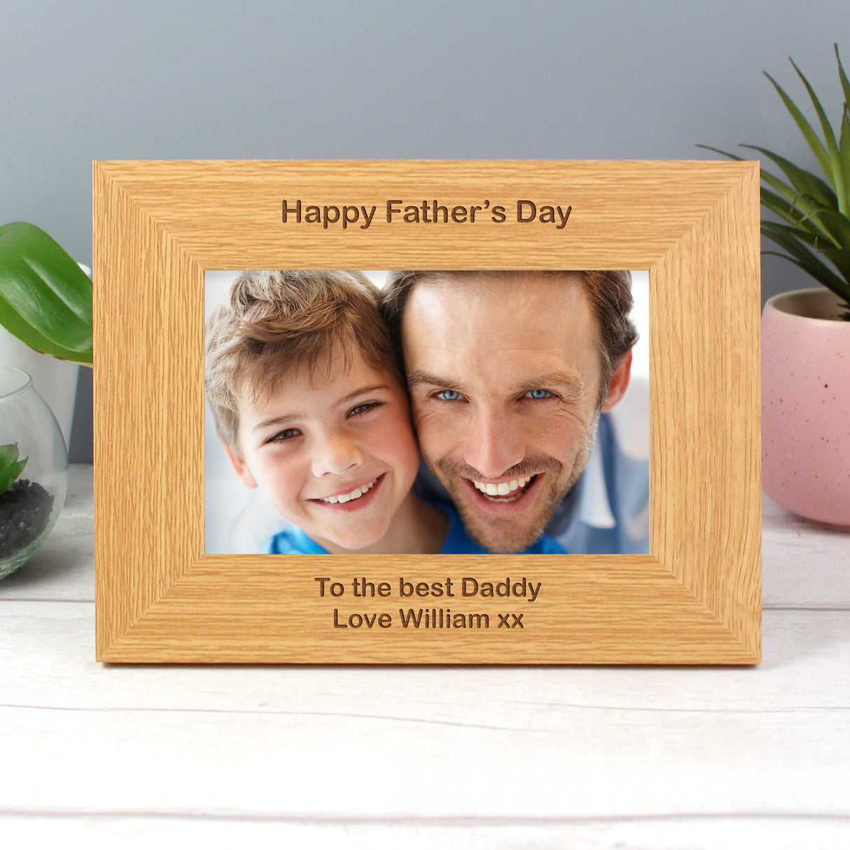 Personalised Oak Finish 6x4 Photo Frame: 1 - Photo Frames By Gift Moments