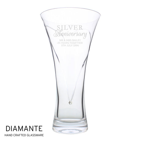 Personalised Hand Cut Diamante Heart Vase: 3 - Vases By Gift Moments