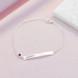 Personalised Silver Birthstone Swarovski Bracelet: 2 - February - Bracelets By Gift Moments