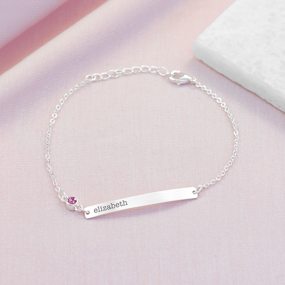 Personalised Silver Birthstone Swarovski Bracelet: 6 - June - Bracelets By Gift Moments