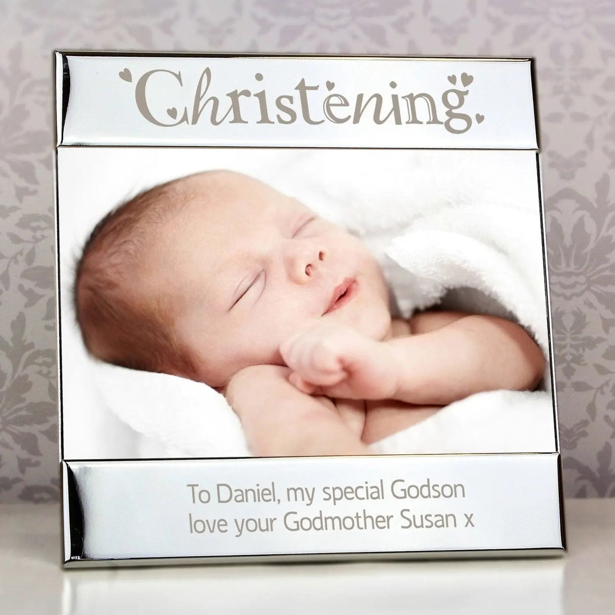 Personalised Silver Christening Photo Frame 6x4: 1 - Photo Frames By Gift Moments