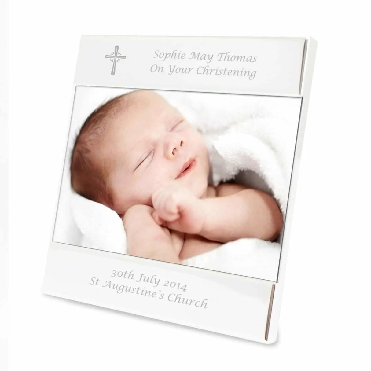 Personalised Silver Cross Photo Frame 6x4: 2 - Photo Frames By Gift Moments