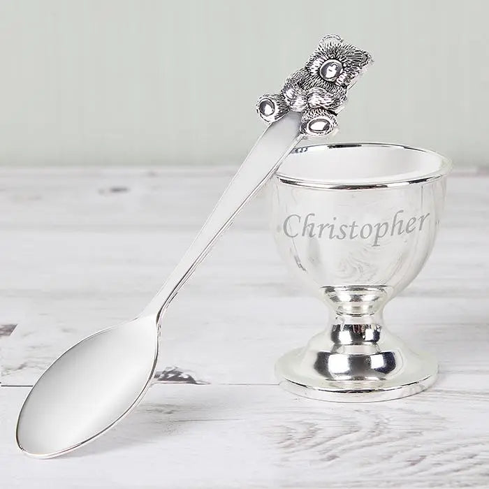 Personalised Silver Egg Cup and Spoon Set: 3 - Egg Cups By Gift Moments