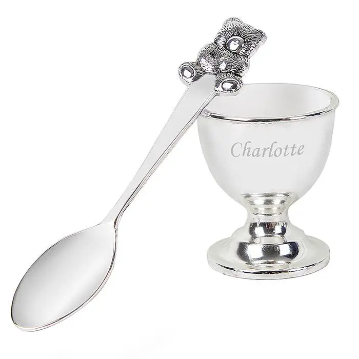 Personalised Silver Egg Cup and Spoon Set: 6 - Egg Cups By Gift Moments