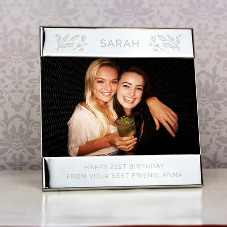 Personalised Silver Floral Photo Frame 6x4: 3 - Photo Frames By Gift Moments