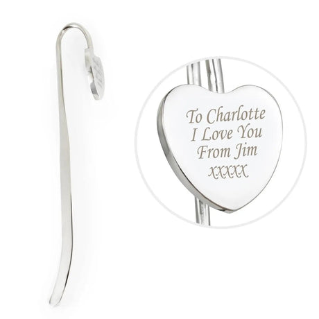 Personalised Silver Heart Bookmark: 4 - Bookmarks By Gift Moments