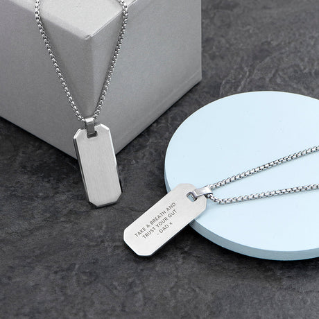 Luxury Personalised Silver Men’s Dog Tag Necklace: 2 - Necklaces By Gift Moments