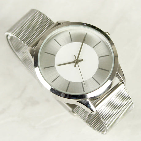 Personalised Silver Mesh Strap Watch: 1 - Watches By Gift Moments