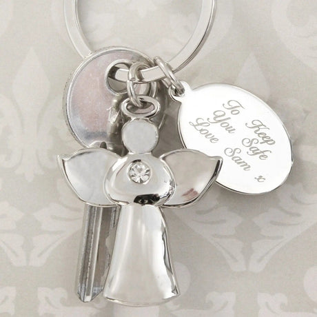 Personalised Silver Plated Angel Keyring: 1 - Keyrings By Gift Moments