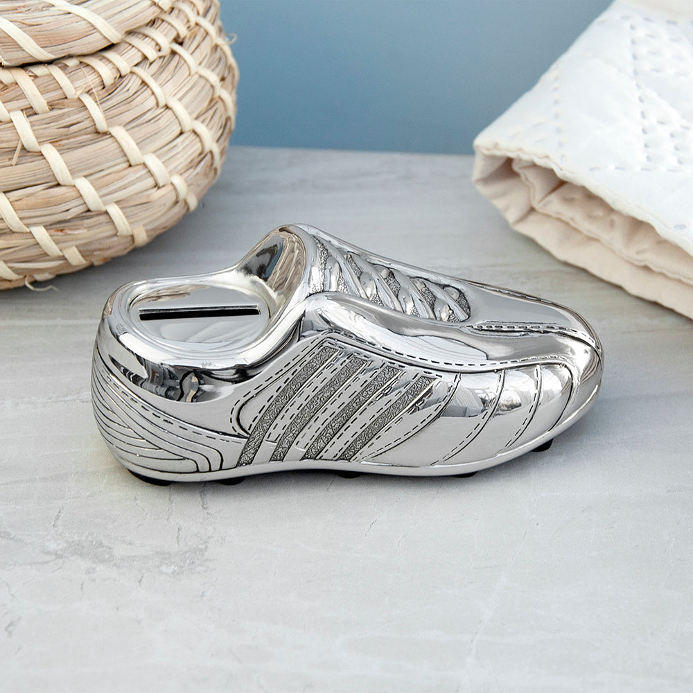 Personalised Silver Plated Football Boot Money Box Default Title - Money Boxes at Gift Moments