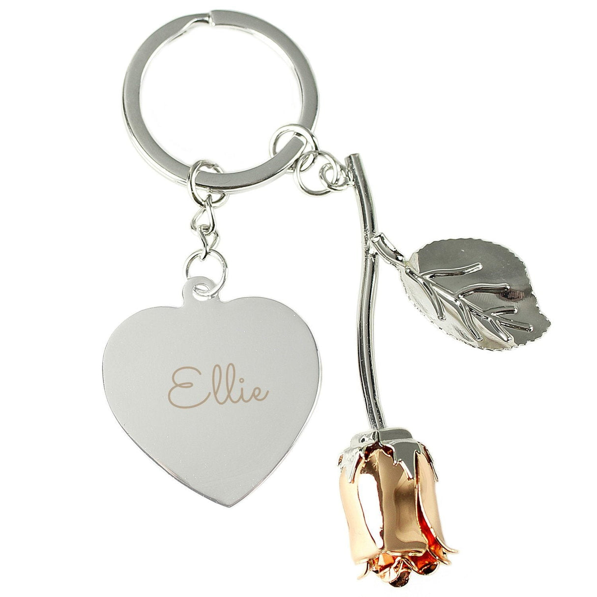 Personalised Silver Plated Rose Gold Keyring: 4 - Keyrings By Gift Moments